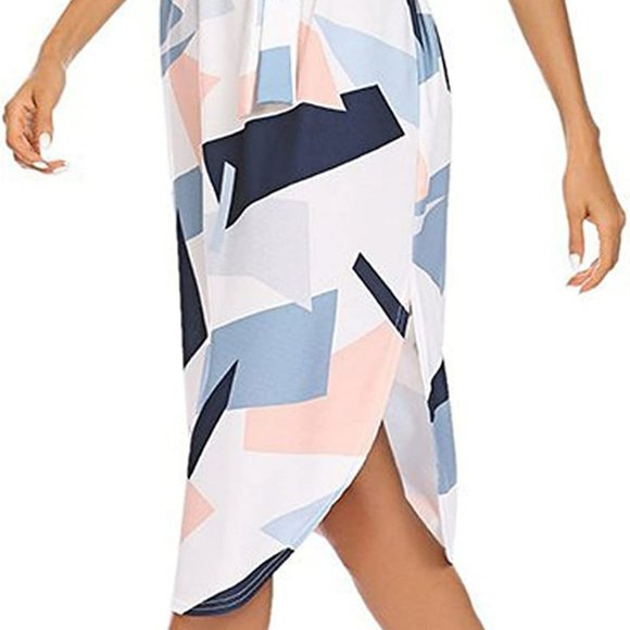 Geometric Print V-Neck Long Dress - Picture 7 of 10